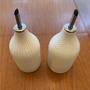 West Elm White Ceramic Oil Dispenser Set
